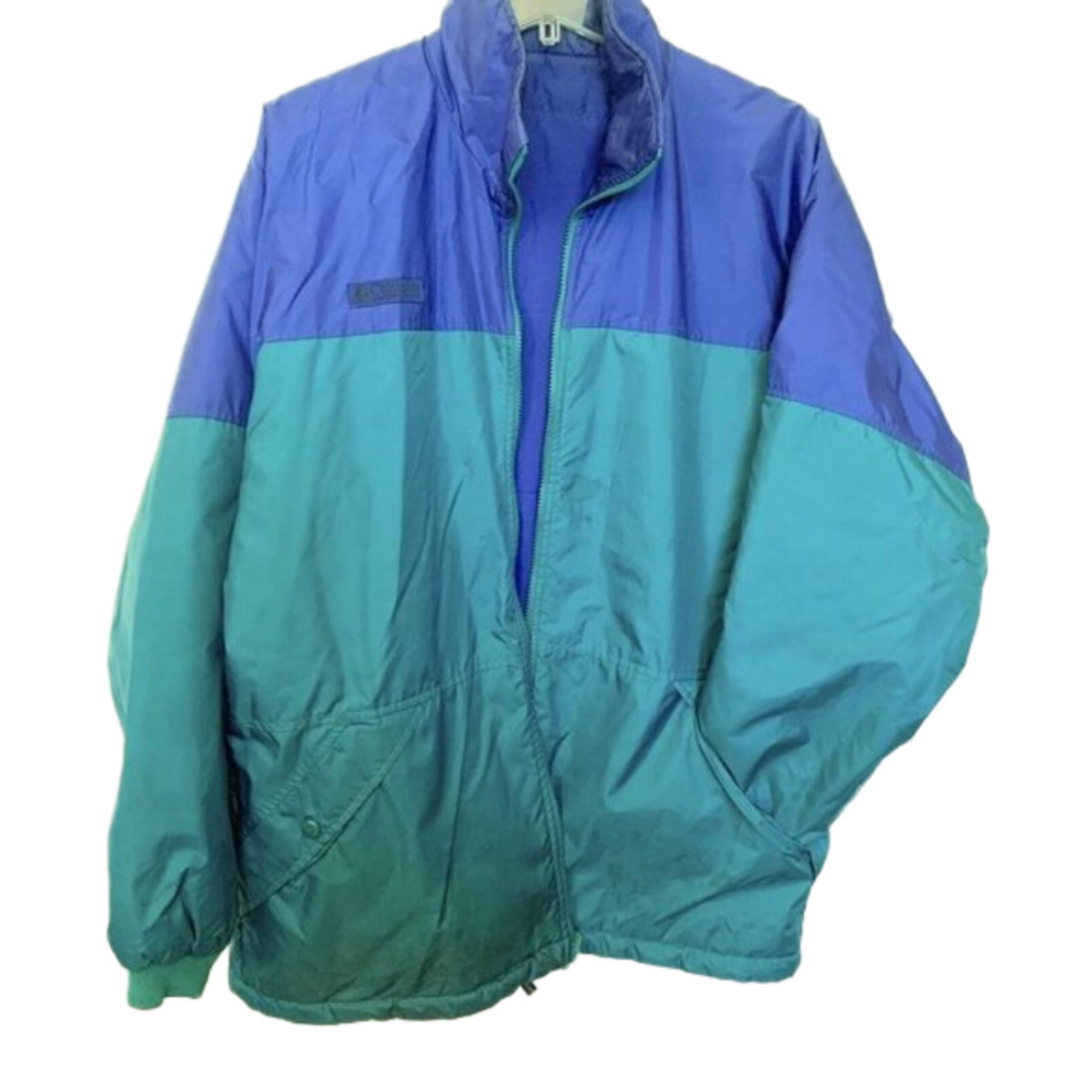 Reversible Columbia Jacket Mens SZ M ~ Rain resistant Blue Green